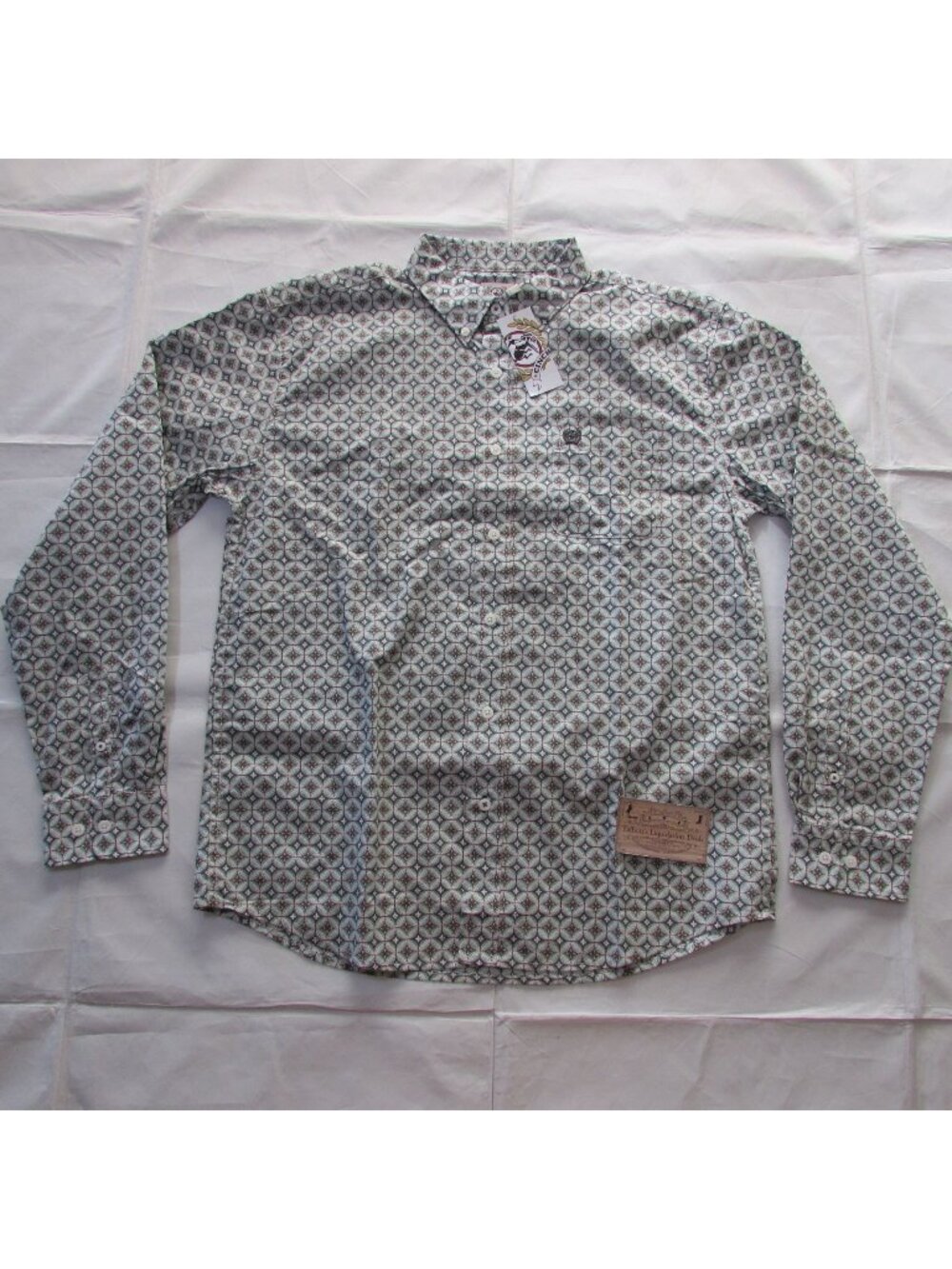 Cinch Boy's XXL (16-18) Long Sleeve Geo Print Button Shirt